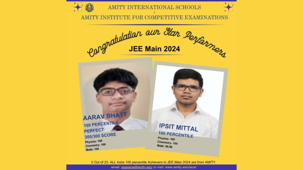 JEE Main 2024 Result: AICE Dominates in Delhi and Haryana; 23 Students Score 100 Percentile, 2 (Aarav & Ipsit) from AICE Hit the Perfect Mark; One with perfect 300 marks - PNN Digital